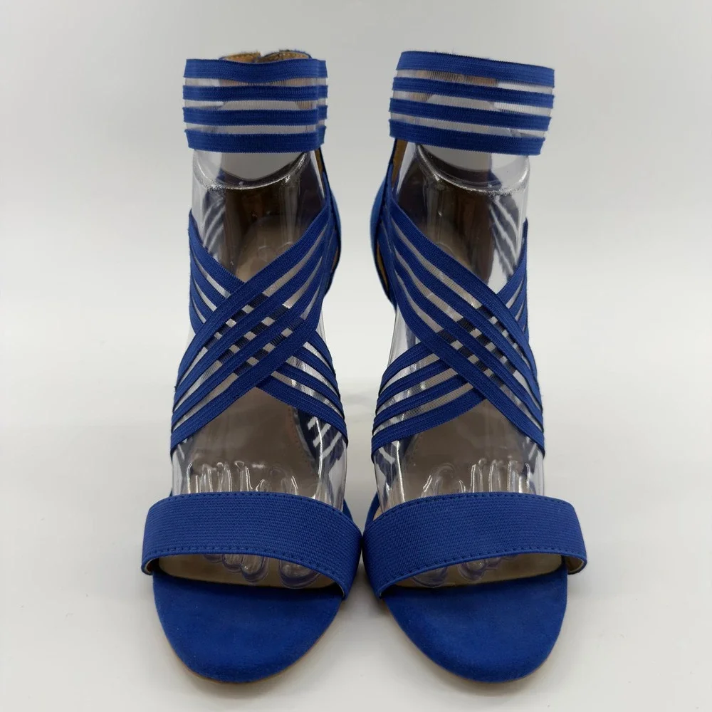 Jessica Simpson Jivero Royal Blue Elastic Strap Stiletto Sandals 9.5M